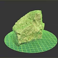 Natural Wooden Stone Block With Textured Surface On Green Grid Mat