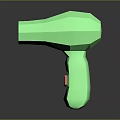 Green Low Poly Hair Dryer With Modern Stylish Design And Smooth Surface