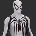 Game Movie Character In White And Black Symbiote Costume With Spider Emblem