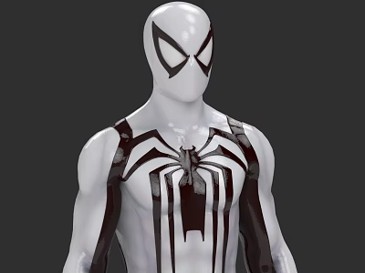 Game Movie Character In White And Black Symbiote Costume With Spider Emblem 3d model