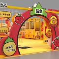 The King of Tomato Themed Exhibition Booth With Yellow Decor And Interactive Areas
