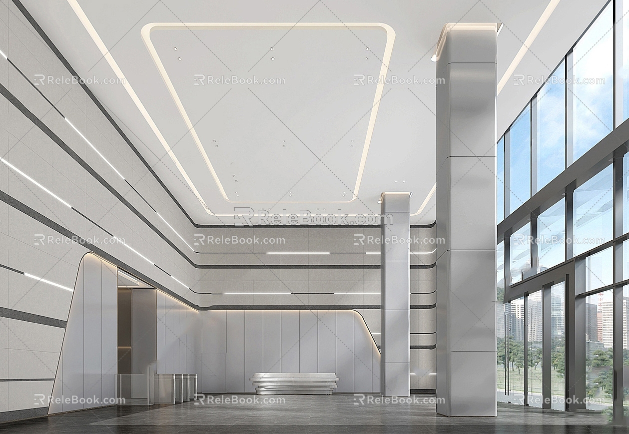 Modern Office Hall Office Lobby 3d model