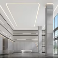 Modern Service Hall Interior With Open Design Large Windows White Walls And Marble Floors