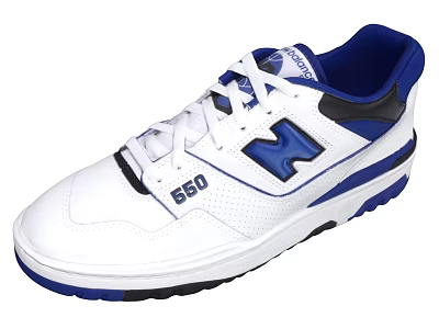 White And Blue Casual Shoes With Black Accents Logo 560 And White Laces 3d model