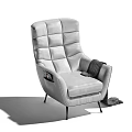 Modern Gray Upholstered Armchair For Living Room With Comfortable Cushion And Metal Legs