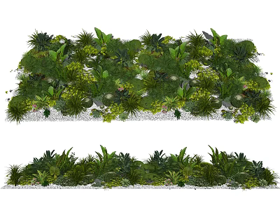 Various Types of Shrubs in Garden Landscaping with Lush Green Foliage and Natural Design 3d model