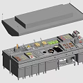 Commercial Kitchen Cooking Station With Multiple Burners Range Hood And Cabinets