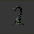 Vintage Bronze Decorative Sculpture With Curved Neck And Carved Base