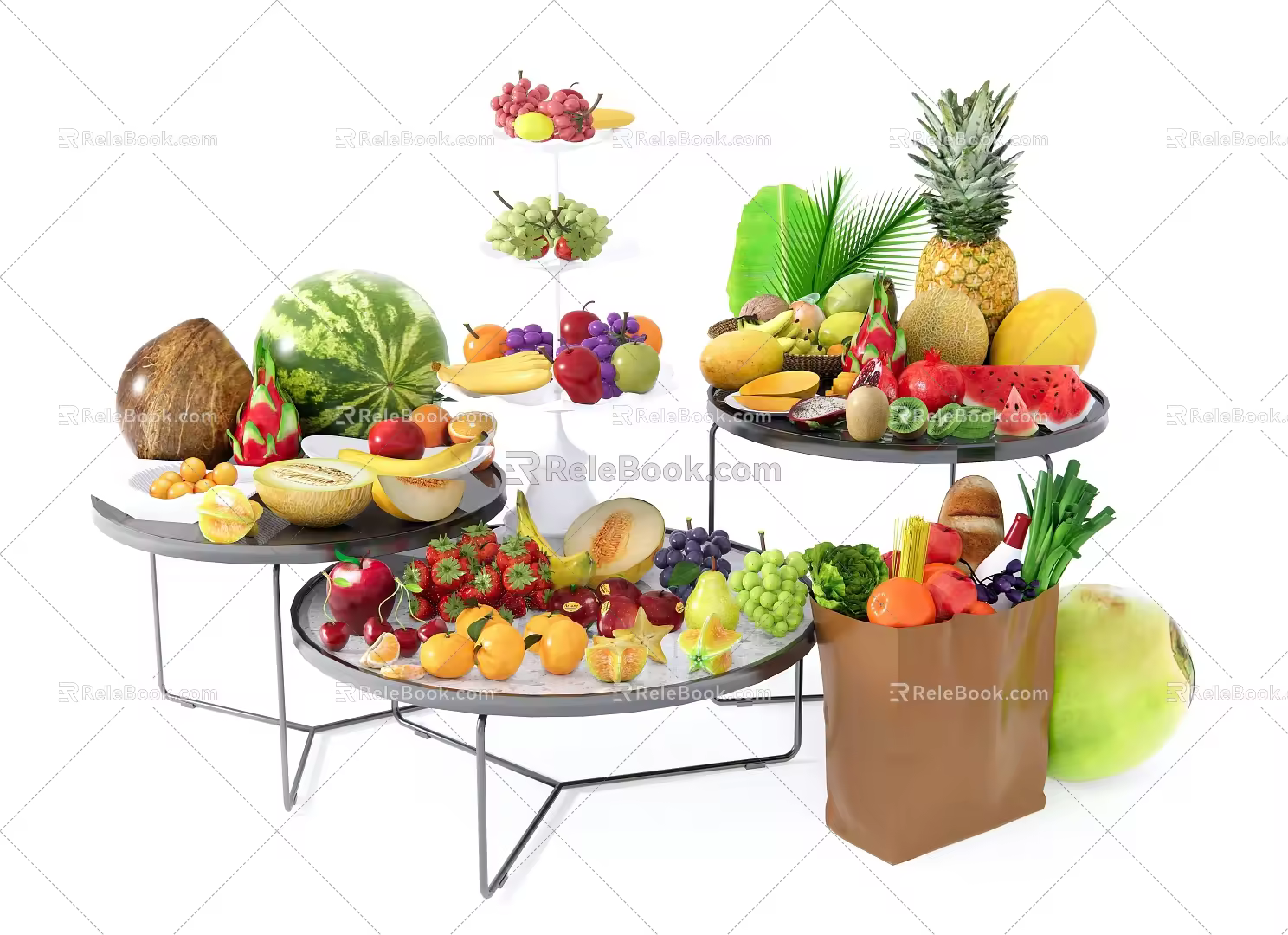 Modern fruit combination 3d model