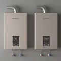 Silver Gas Water Heaters Installed Side by Side with Digital Control Panels 3d model