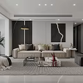 Modern Living Dining Room Interior Design With TV Wall Dining Table Sofa And Rug 3d model