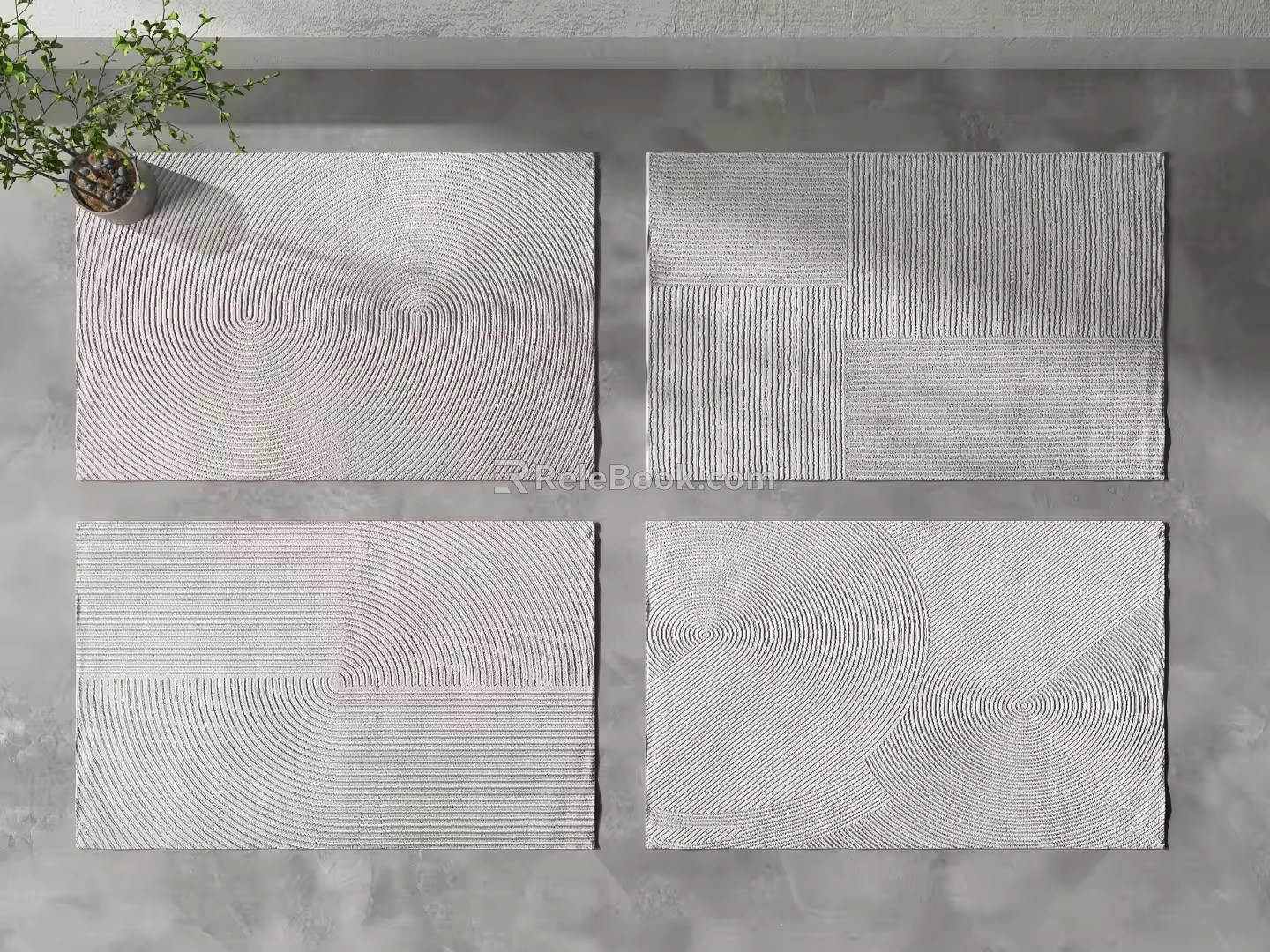 Modern Square Carpet Dark Pattern Carpet Combination 3d model