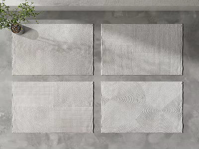 Modern Square Carpet Dark Pattern Carpet Combination 3d model
