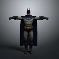Detailed Batman 3D Character Model In Classic Costume With Cape Mask And Yellow Belt