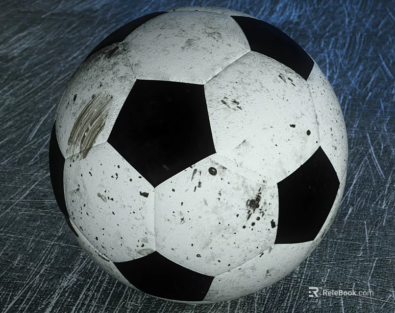 Dirty Black And White Soccer Ball With Scuffed Textured Surface 3d model 