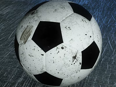 Dirty Black And White Soccer Ball With Scuffed Textured Surface 3d model
