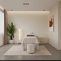Modern Beauty Hair Salon Interior Featuring Elegant Marble Column Comfortable Sofa And Green Plants