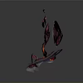Unique Artistic Tree with Pink Leaves Red Lava Flowing Glowing Base