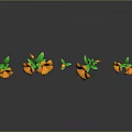 Orange Flowers With Green Stems And Leaves On Grey Background With Reflections