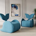 Blue Modern Single Sofa With Unique Design And Decorative Painting In Interior