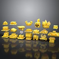 Yellow Building Block Components With Various Shapes Sizes And Designs