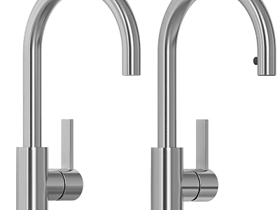 Two Modern Stainless Steel Faucets with Sleek Design and Polished Chrome Finish 3d model