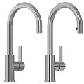 Two Modern Stainless Steel Faucets with Sleek Design and Polished Chrome Finish