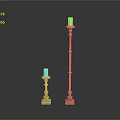 Elegant Golden Candle Holders With Tall And Short Designs On Black Background