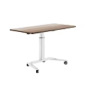 Modern Height Adjustable Office Desk With Wooden Top Metal Frame And Mobile Wheels 3d model