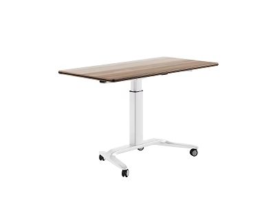 Modern Height Adjustable Office Desk With Wooden Top Metal Frame And Mobile Wheels 3d model