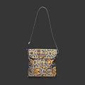 Chic Single Shoulder Bag With Yellow Gold Pattern And Dark Leather Strap Details