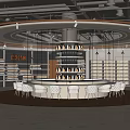 Elegant Liquor Store Interior With Circular Bar Counter And Multi Layered Wine Racks 3d model