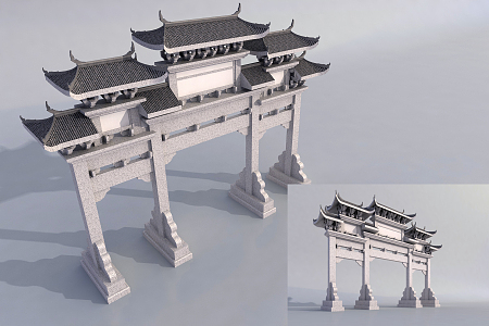 Chinese archway 3d model