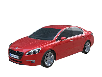 Red Sedan Car With Modern Design Silver Wheels And Tinted Windows 3d model