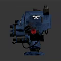 Detailed Blue Armored Battle Mech With Emblem Heavy Weapon And Red Accents