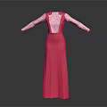 Elegant Red Long Dress With Backless Design And Delicate Lace Sleeves
