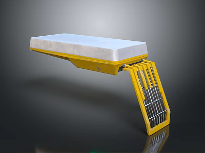 Yellow Mechanical Weapon With White Top Panel And Grille Structure Design 3d model