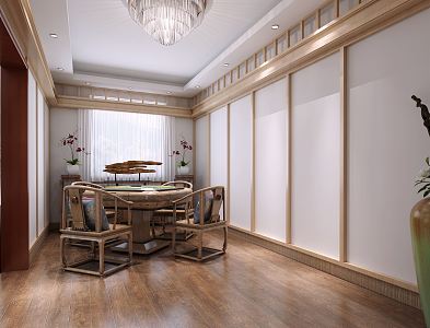 New Chinese Chess and Cards Room Elderly Recreation Room 3d model