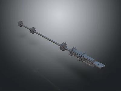 Long Metal Pole Weapon Featuring Dual End Components And Central Structural Connections 3d model