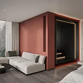 Hotel Guest Room with Modern Interior Large Windows Forest View and White Bedding