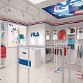 FILA Clothing Store With Window Display And Colorful Apparel On Racks
