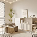 Low Cabinet Bucket Cabinet Leisure Chair Side Lazy Sofa 3d model