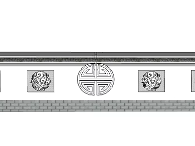 Traditional Landscape Feature Wall with Central Circular Lattice and Side Square Ornamental Panels Brickwork Design 3d model