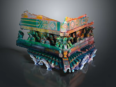 Colorful Traditional Architectural Component With Carved Patterns And Intricate Structure 3d model