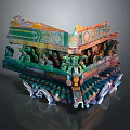 Colorful Traditional Architectural Component With Carved Patterns And Intricate Structure