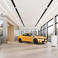 Modern Car Dealership Showroom With Displayed Cars And Large Windows