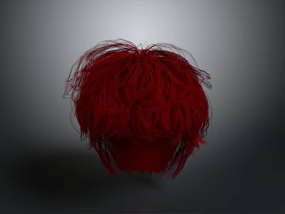 Vibrant Red Fluffy Curly Character Wig With Soft Synthetic Hair And Natural Volume 3d model
