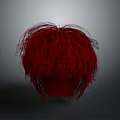 Vibrant Red Fluffy Curly Character Wig With Soft Synthetic Hair And Natural Volume