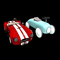 Vintage Toy Cars Featuring Red White Stripes And Light Blue Body Design