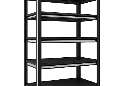 Black Metal Shelving Unit With Multiple Storage Tiers And Sturdy Frame 3d model